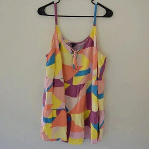 TORRID Keyhole Flowy Strappy Tank Top with Geometric Pattern Multicolor Size 2X